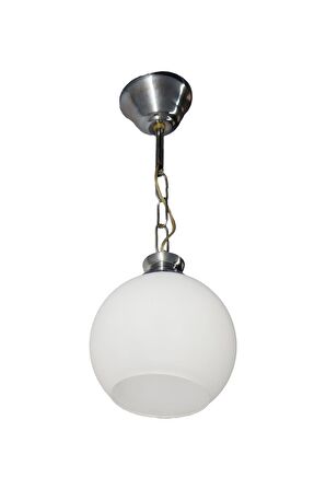 Askı Krom Tekli Beyaz Camlı Avize | Kaliteli Modern Metal Avize