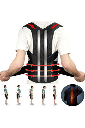 Çift Balenli Dik Duruş Korsesi Spor Bel Sırt Omuz Kamburluk Önleyici Korse