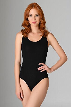 Siyah Kalın Askılı Çıtçıtlı Body