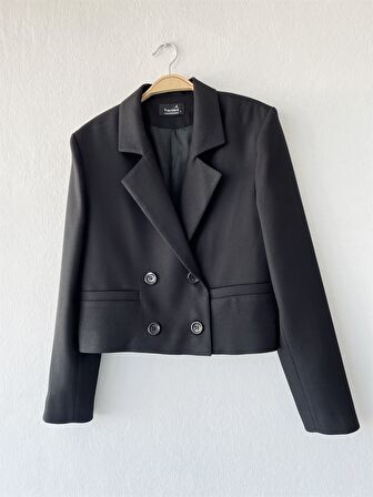 Retrobird Kısa Blazer Ceket Kadın Siyah