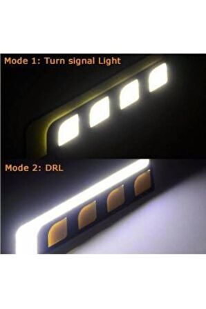 Sis Lamba Gündüz Ledi Yapışma 12V L Tip Sarı- Beyaz  Sinyalli Drl