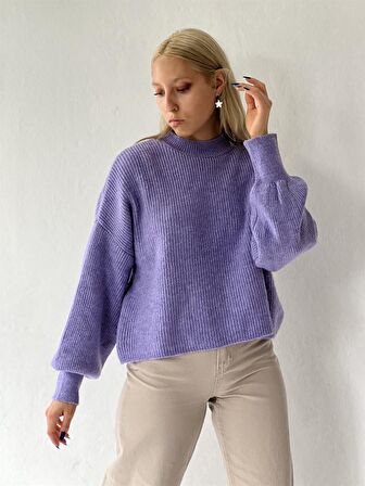 Retrobird Basic Oversize Triko Kazak Kadın Lila