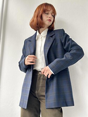 Retrobird İki Düğmeli Regular Astarlı Blazer Ceket Kadın Lacivert