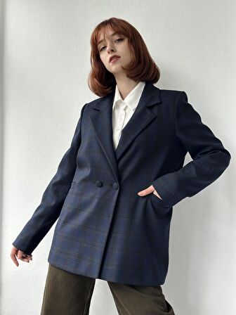 Retrobird İki Düğmeli Regular Astarlı Blazer Ceket Kadın Lacivert