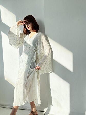 Retrobird Tasarım Kai Kimono Elbise Kadın Çizgili