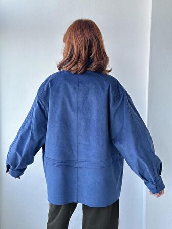 Retrobird Fitilli Kadife Bomber Ceket Mont Kadın Koyu Mavi