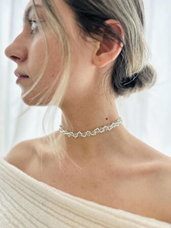 Retrobird Kristal Taşlı Boyu Ayarlanabilir Choker Kolye Kadın Nil Yeşili