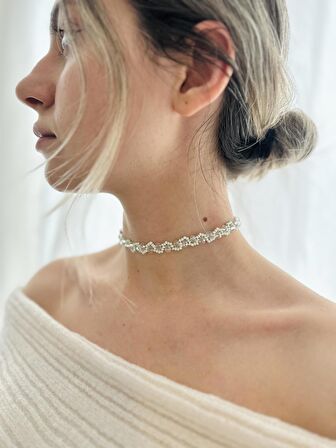 Retrobird Kristal Taşlı Boyu Ayarlanabilir Choker Kolye Kadın Nil Yeşili