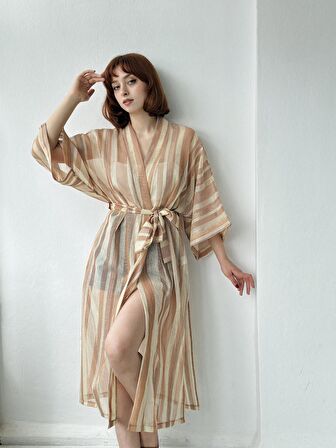 Retrobird Tasarım Kimono Kadın Somon