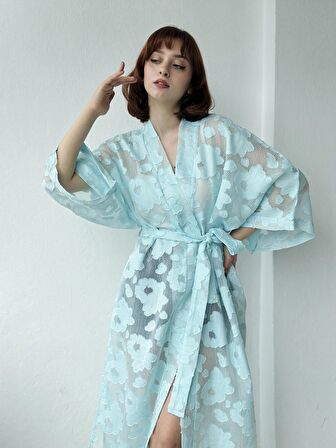 Retrobird Tasarım Kimono Kadın Açık Mavi