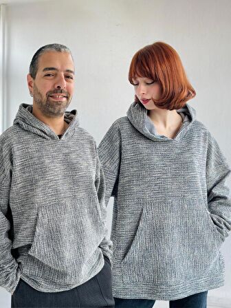 Retrobird Oversize Kapüşonlu Sweatshirt Unisex Gri