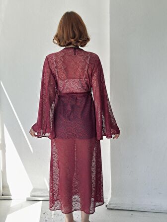 Retrobird Tasarım Kai Kimono Elbise Kadın Bordo