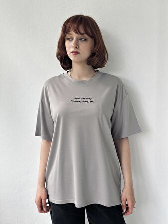 Retrobird Nakışlı Saturday Oversize Tişört Unisex Antrasit