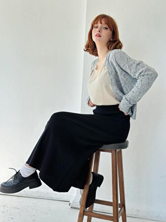Retrobird Çan Triko Etek Kadın Siyah