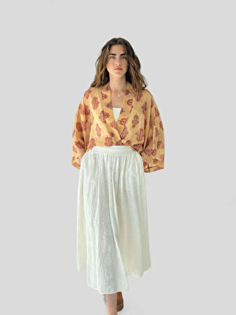 Retrobird Tasarım Mini Kimono Kadın Camel