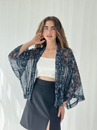 Retrobird Tasarım Mini Kimono Kadın Antrasit