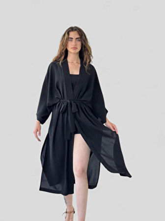 Retrobird Uzun Tasarım Kimono Kadın Siyah