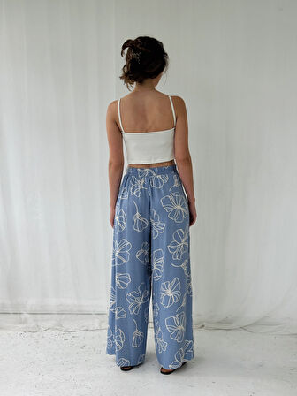 Retrobird YENİ Yırtmaç Detaylı Wide-Leg Pantolon Etek Kadın Kül Mavi