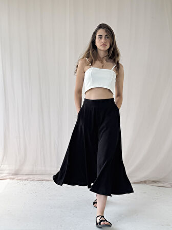 Retrobird Valerie Viskon Kloş Uzun Etek Kadın Siyah