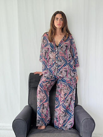 Retrobird Tasarım Şort Astarlı Şifon Pantolon Kadın Mürdüm