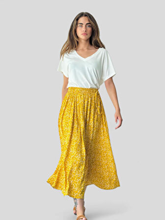 Retrobird Circle Kloş Midi Boy Etek Kadın Sarı