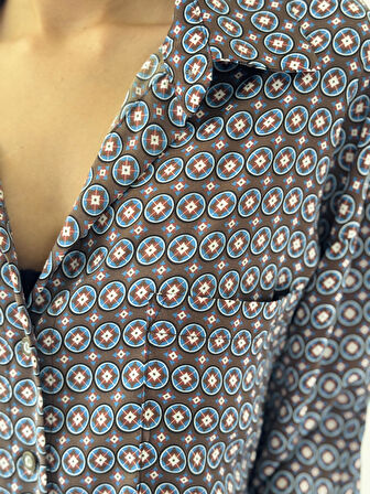 Retrobird Tasarım Boyfriend Gömlek Kadın Kahverengi