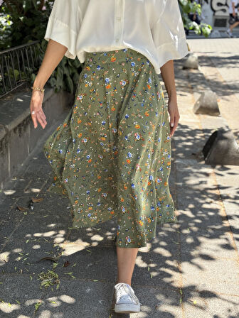 Retrobird Valerie Viskon Kloş Uzun Etek Kadın Yeşil