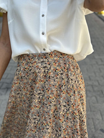 Retrobird Valerie Viskon Kloş Uzun Etek Kadın Sütlü Kahve