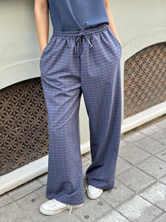 Retrobird Tasarım Bol Kesim Kalın Relax Pantolon Kadın Lacivert