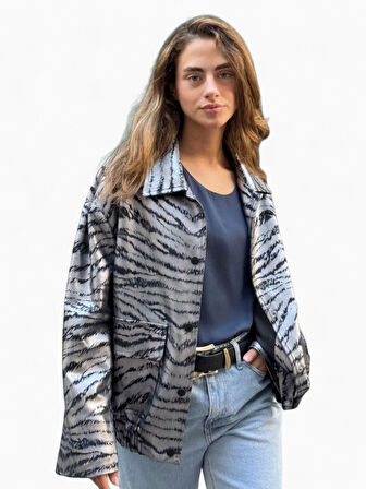 Retrobird Tasarım Brooklyn Bomber Ceket Kadın Gümüş Renkli