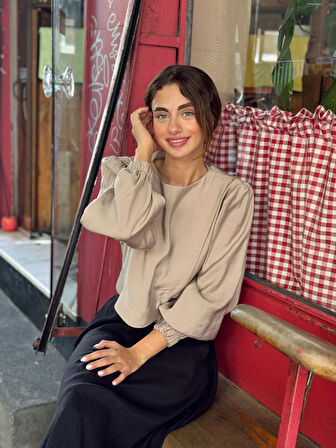 Retrobird Alisa Kapaklı Retro Gömlek Kadın Kum