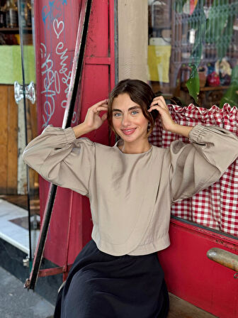 Retrobird Alisa Kapaklı Retro Gömlek Kadın Kum