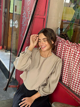 Retrobird Alisa Kapaklı Retro Gömlek Kadın Kum