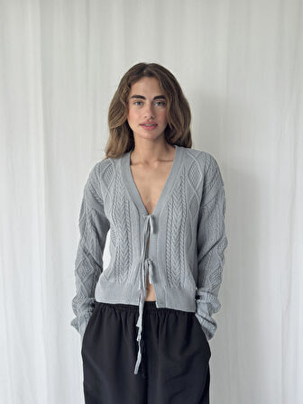 Retrobird Önden Bağlamalı Hırka Kadın Gri