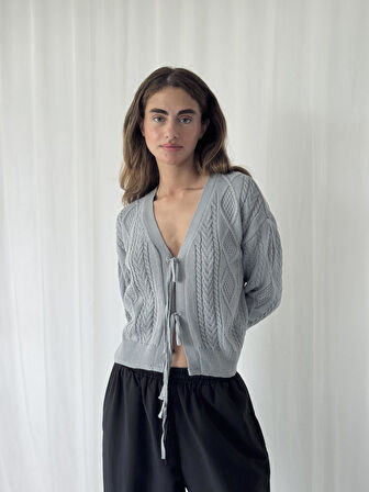 Retrobird Önden Bağlamalı Hırka Kadın Gri