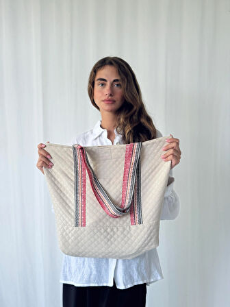 Retrobird Tasarım Kapitone Tote Çanta Shopping Bag Kadın Karışık Renkli