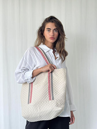 Retrobird Tasarım Kapitone Tote Çanta Shopping Bag Kadın Karışık Renkli