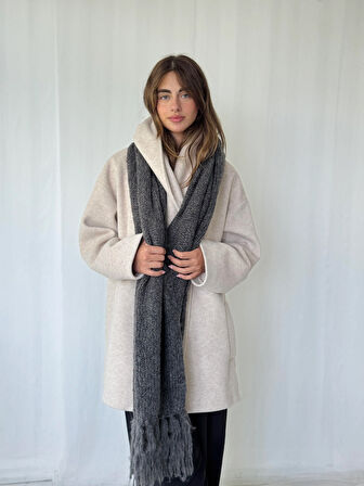 Retrobird Büyük Boy Soft Örgü Atkı Kadın Antrasit