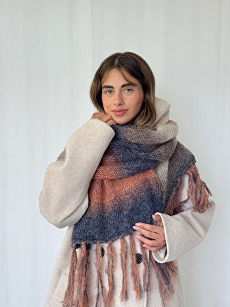 Retrobird Büyük Boy Soft Örgü Atkı Kadın Çok Renkli