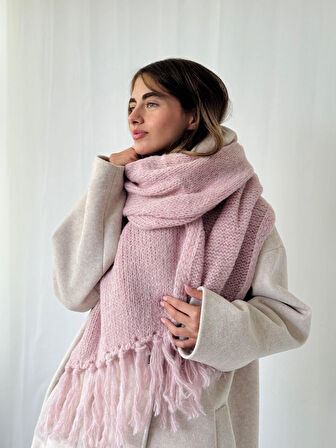 Retrobird Büyük Boy Soft Örgü Atkı Kadın Açık Lila