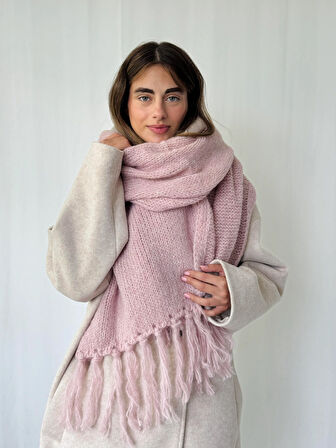 Retrobird Büyük Boy Soft Örgü Atkı Kadın Açık Lila