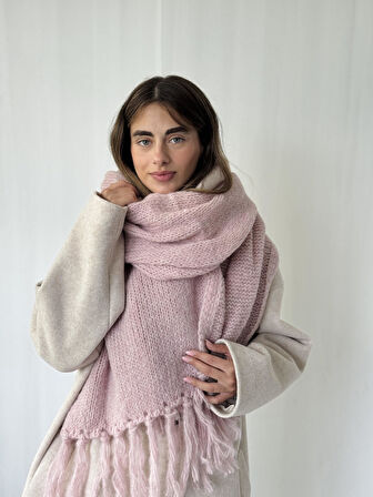 Retrobird Büyük Boy Soft Örgü Atkı Kadın Açık Lila