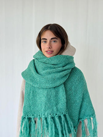 Retrobird Büyük Boy Soft Örgü Atkı Kadın Turkuaz