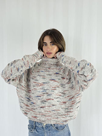 Retrobird Boğazlı Triko Kazak Kadın Karışık Renkli