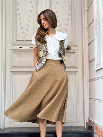 Retrobird Valerie Kışlık Kloş Uzun Etek Kadın Açık Kahve