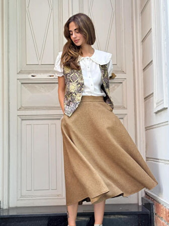 Retrobird Valerie Kışlık Kloş Uzun Etek Kadın Açık Kahve