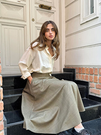 Retrobird Valerie Kışlık Kloş Uzun Etek Kadın Haki