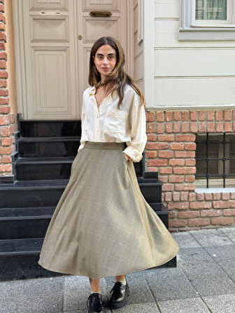 Retrobird Valerie Kışlık Kloş Uzun Etek Kadın Haki