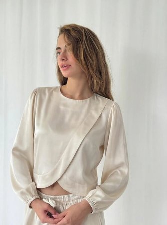 Retrobird Alisa Kapaklı Retro Gömlek Kadın Krem