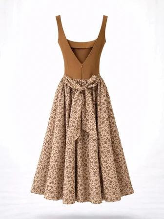 Retrobird 50s Belle Corset Midi Elbise Kadın Karamel